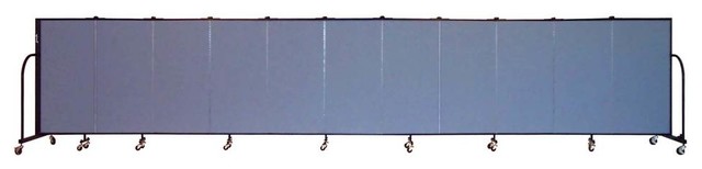 Freestanding 48 in. Portable Room Divider w 11 Panels (Primary Blue Fabric)