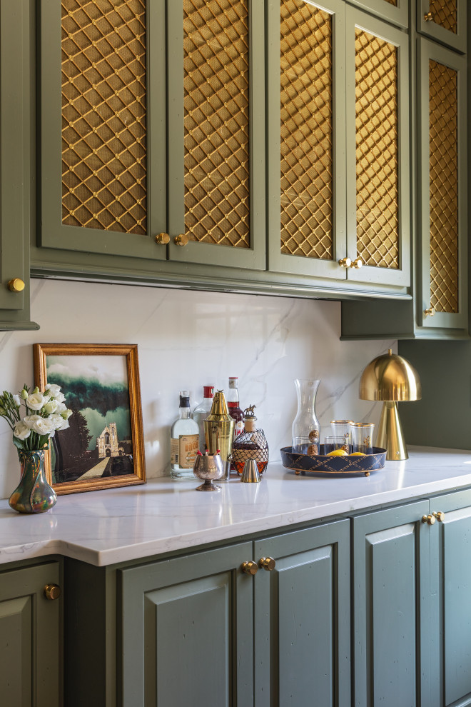 Example of a beach style home bar design in Charleston