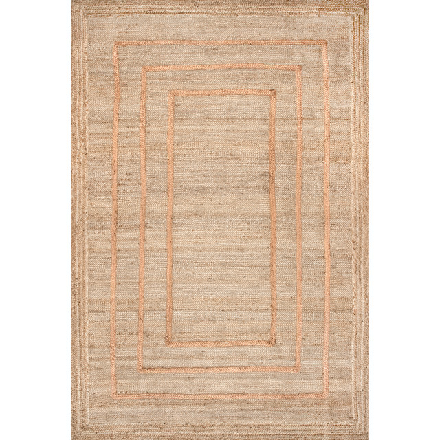 Lauren Liess x RugsUSA Elemore Geometric Jute Rug, 2'X8' Beach Style Hall And Stair Runners