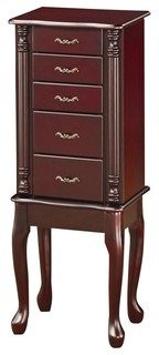 Jewelry Armoires Cherry Finish Queen Anne Style Jewelry Storage Armoire By Coaster 900144