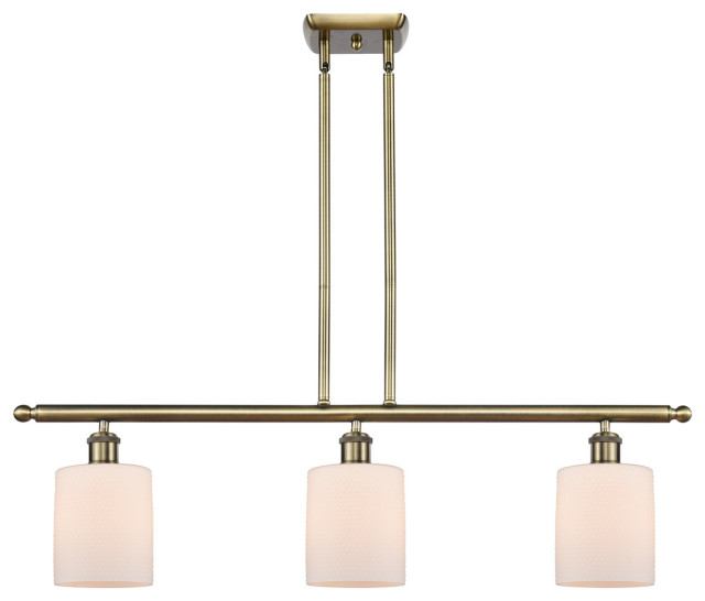 Ballston Cobbleskill 3 Light Island Light in Antique Brass - Industrial ...