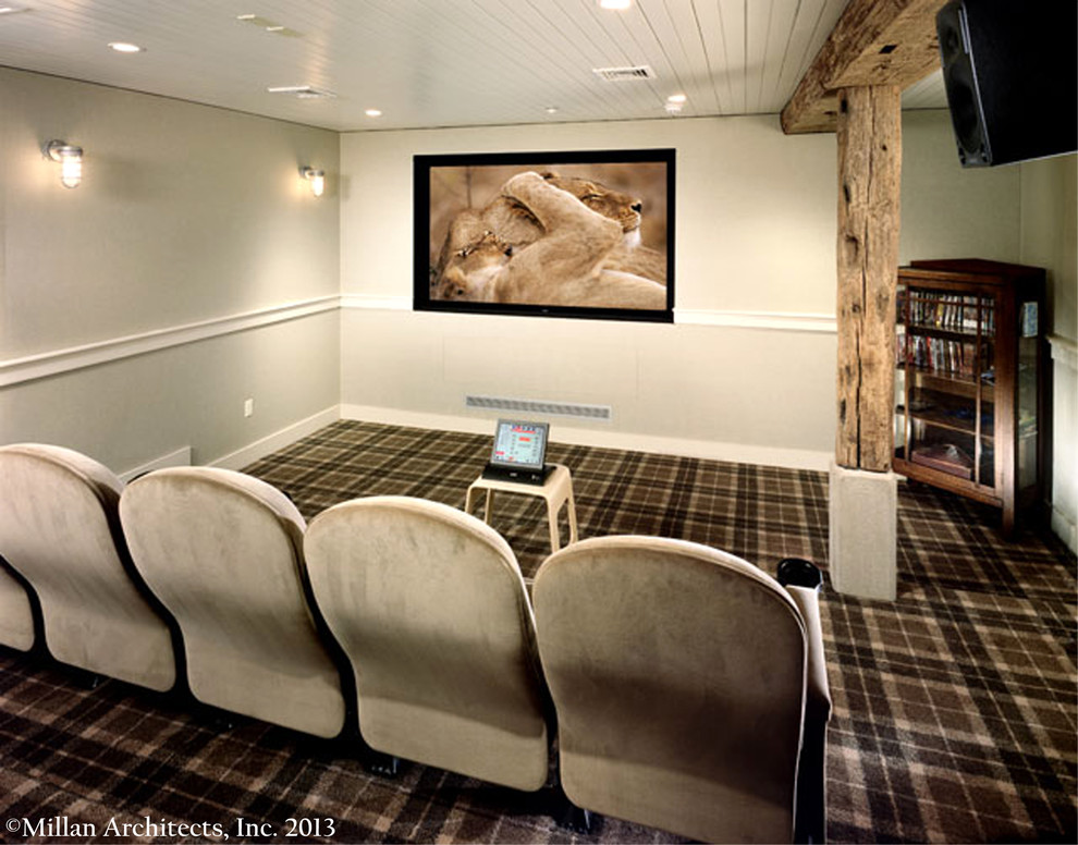Inspiration for a country home theatre in Philadelphia.