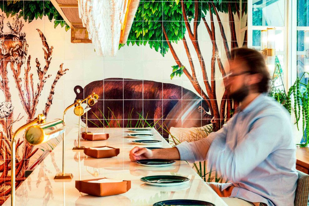 Diseño de comedor de cocina moderno extra grande