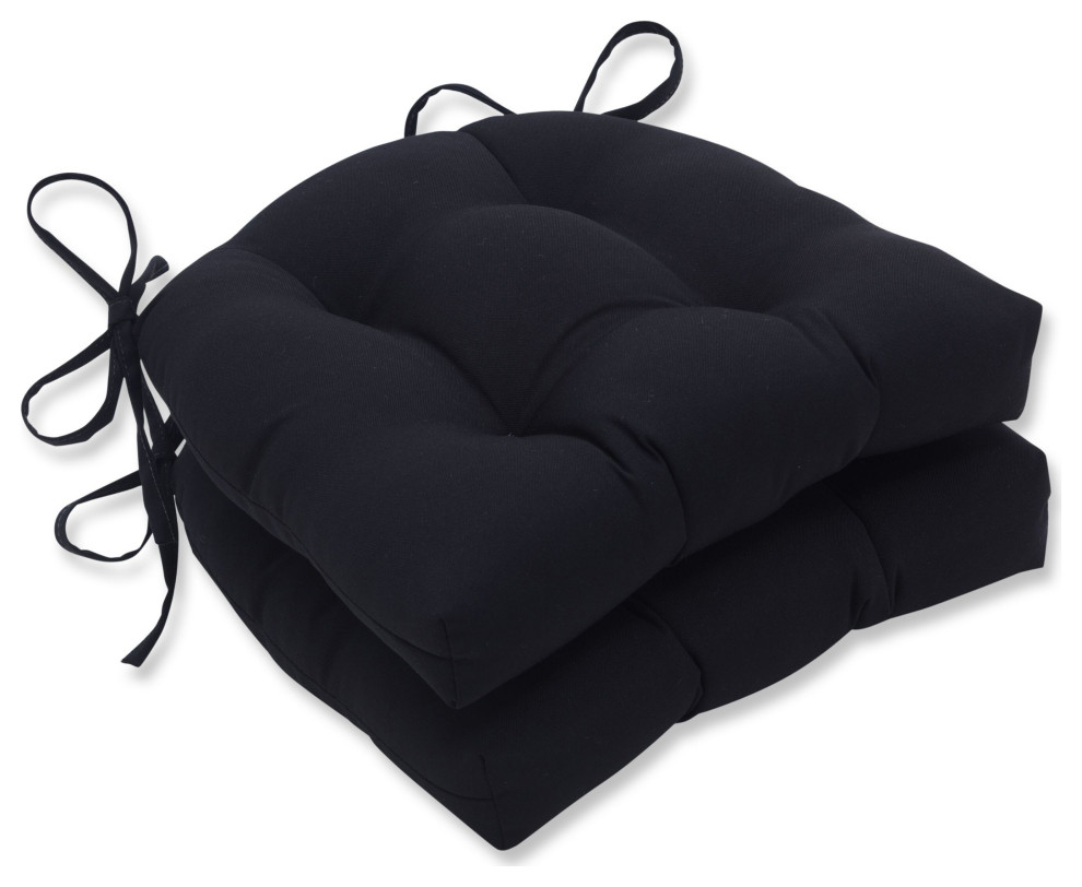 Fresco Black Reversible Chair Pad Set of 2 Transitional Seat