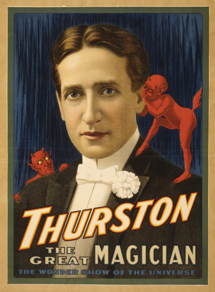 "Thurston, Devil Telling Him Secrets Magic Poster #2" Print, 9"x12"
