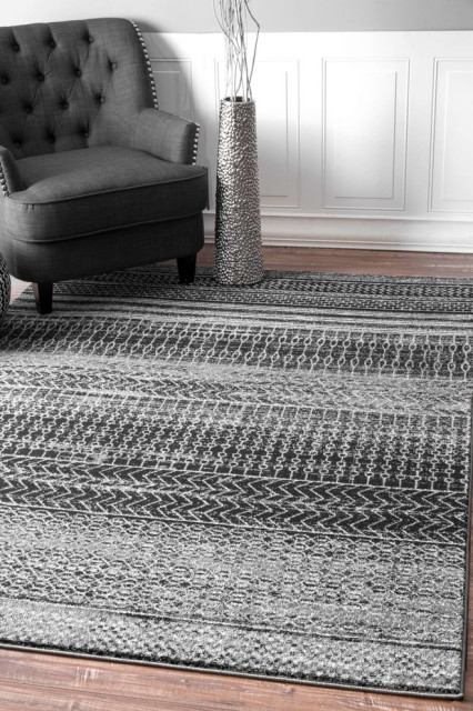 nuLOOM Nova Stripes Contemporary Area Rug, Dark Gray, 8'x10'