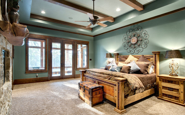 indian lakes, mountain lodge style - rustic - bedroom - houston -