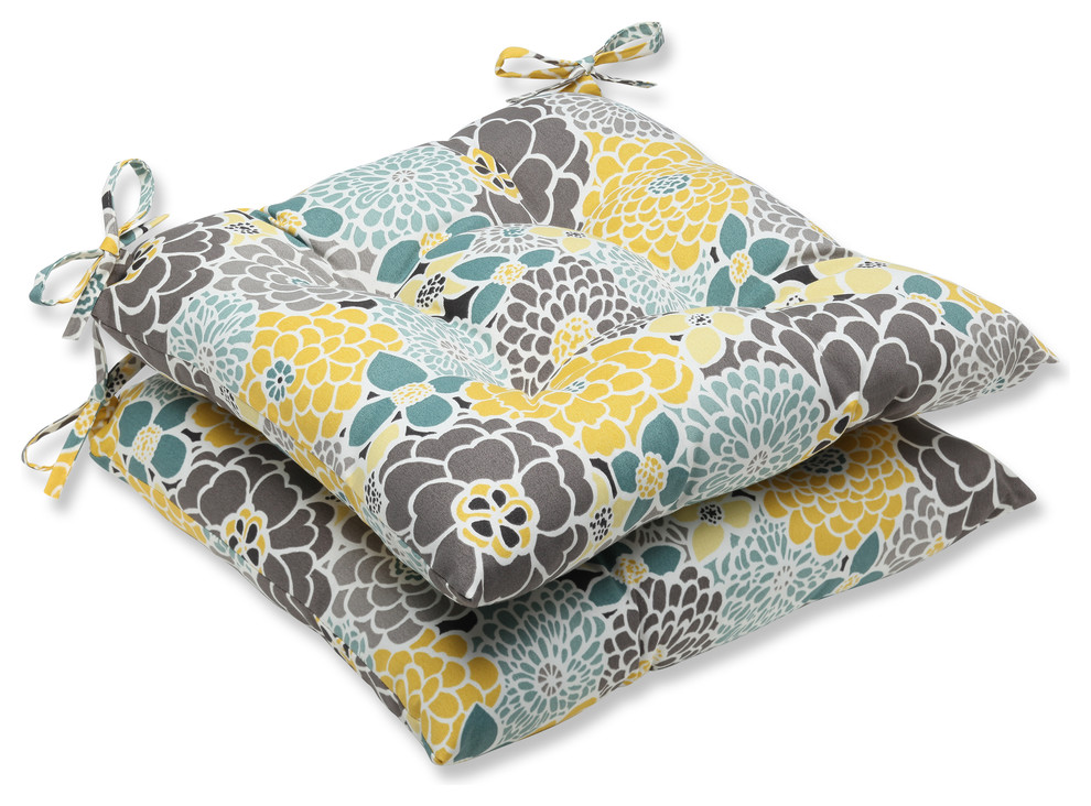 Full Bloom Wrought Iron Seat Cushion, Set of 2 Transitional Outdoor