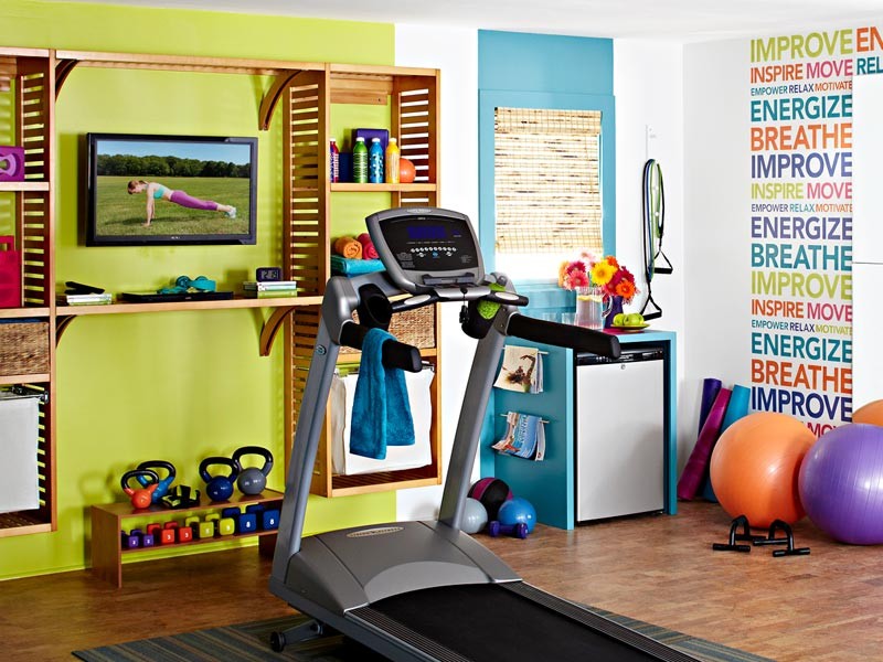 Design ideas for an eclectic home gym in Charlotte.