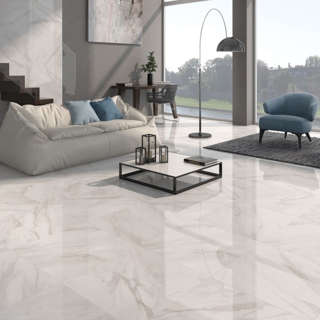 Calacatta White Gloss Floor Tiles Grey Design Direct Tile