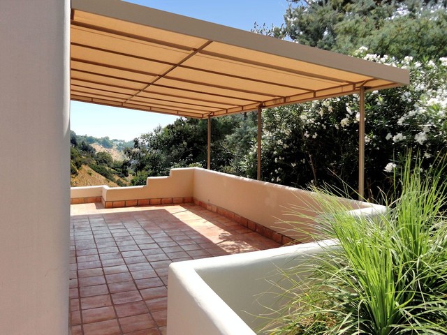 Stationary Canvas Patio Cover Mediterranean Patio Los