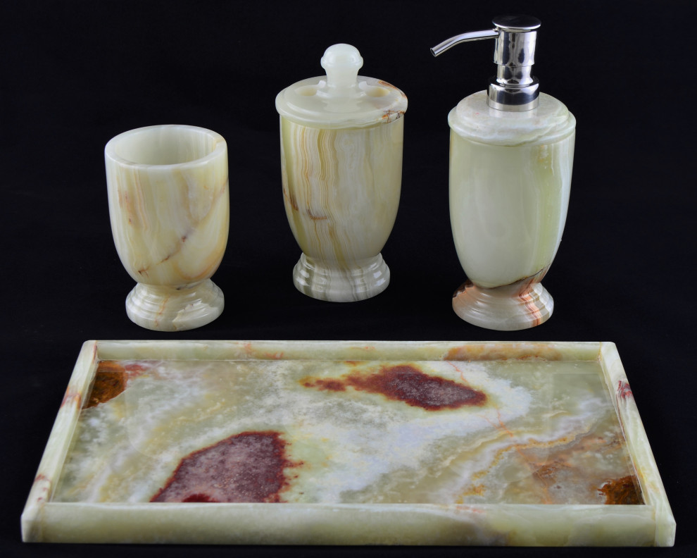 Pistachio Green Onyx 4Piece Bath Accessory Set of Atlantic Collection Traditional Bathroom