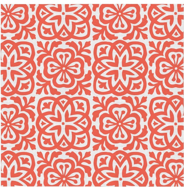 Moroccan Tile Fabric: Coral