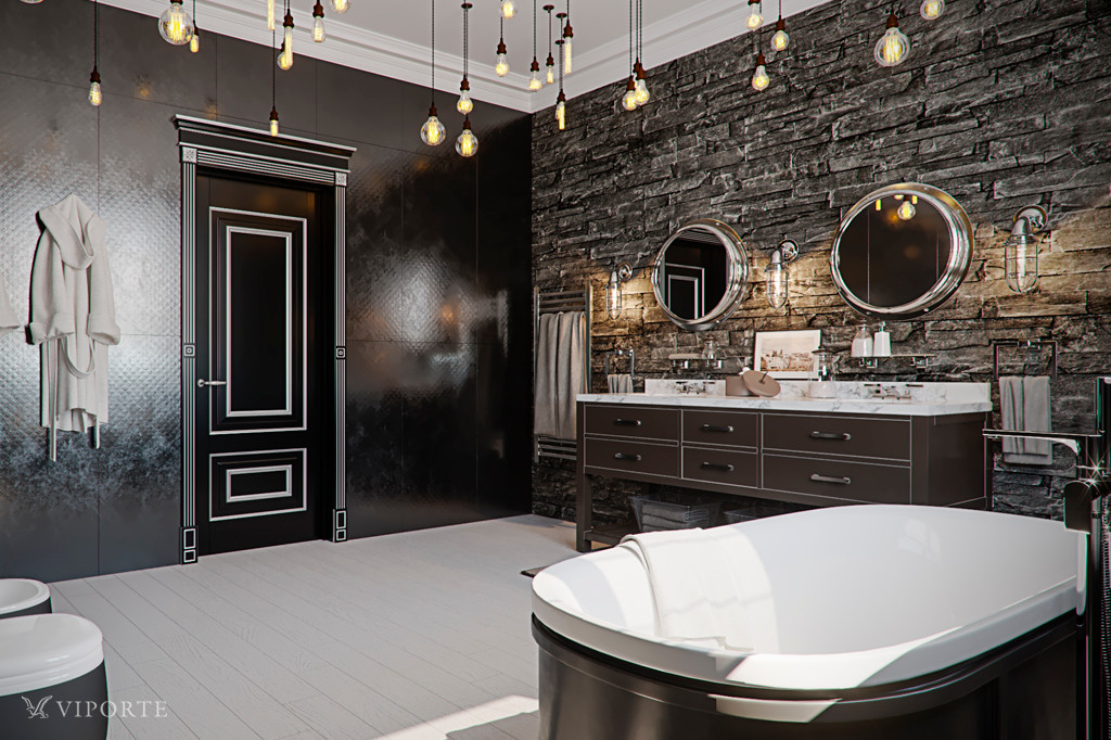 Дверь из массива бука в интерьере "Современная классика"