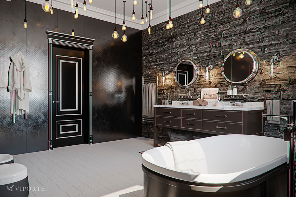 Дверь из массива бука в интерьере "Современная классика"