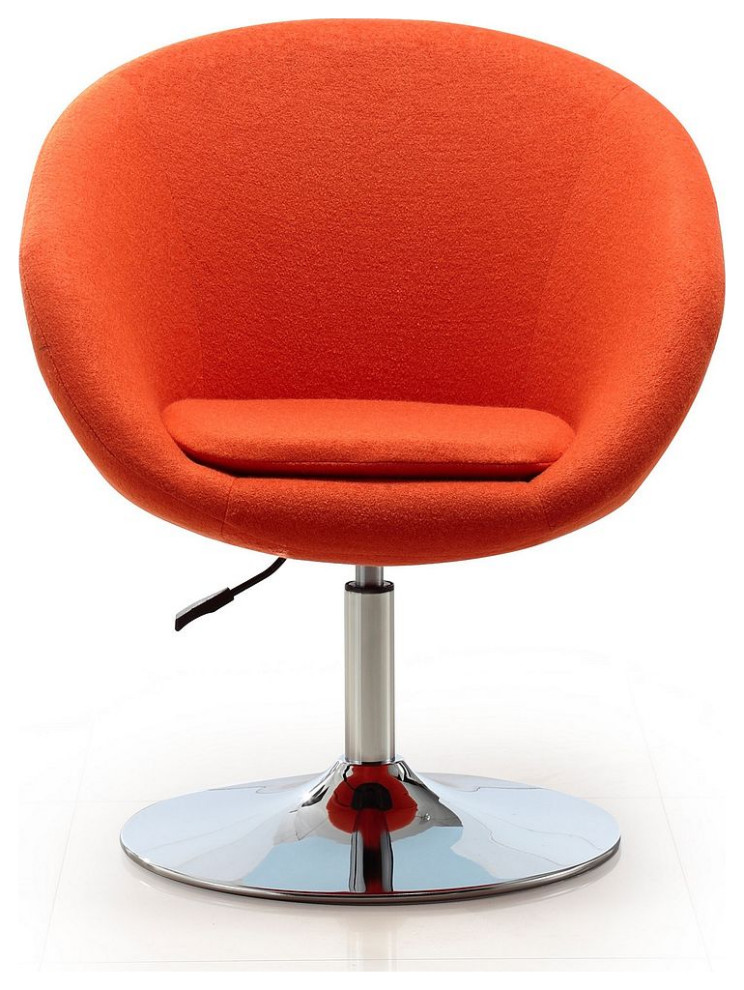 Hopper Swivel Adjustable Height Chair, Orange and Polished Chrome