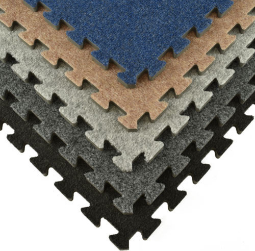 24"x24" Royal Interlocking Carpet Tiles Kit, Set of 25, Light Gray