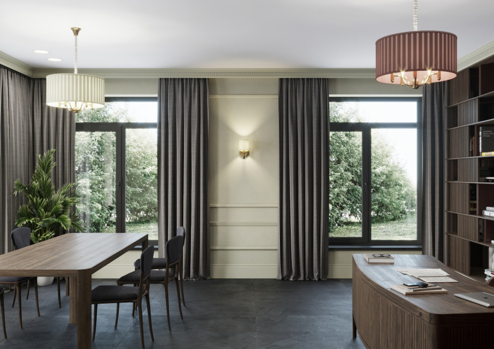 Кабинет в винных тонах