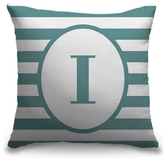 "Letter I - Striped Oval" Outdoor Pillow 16"x16"