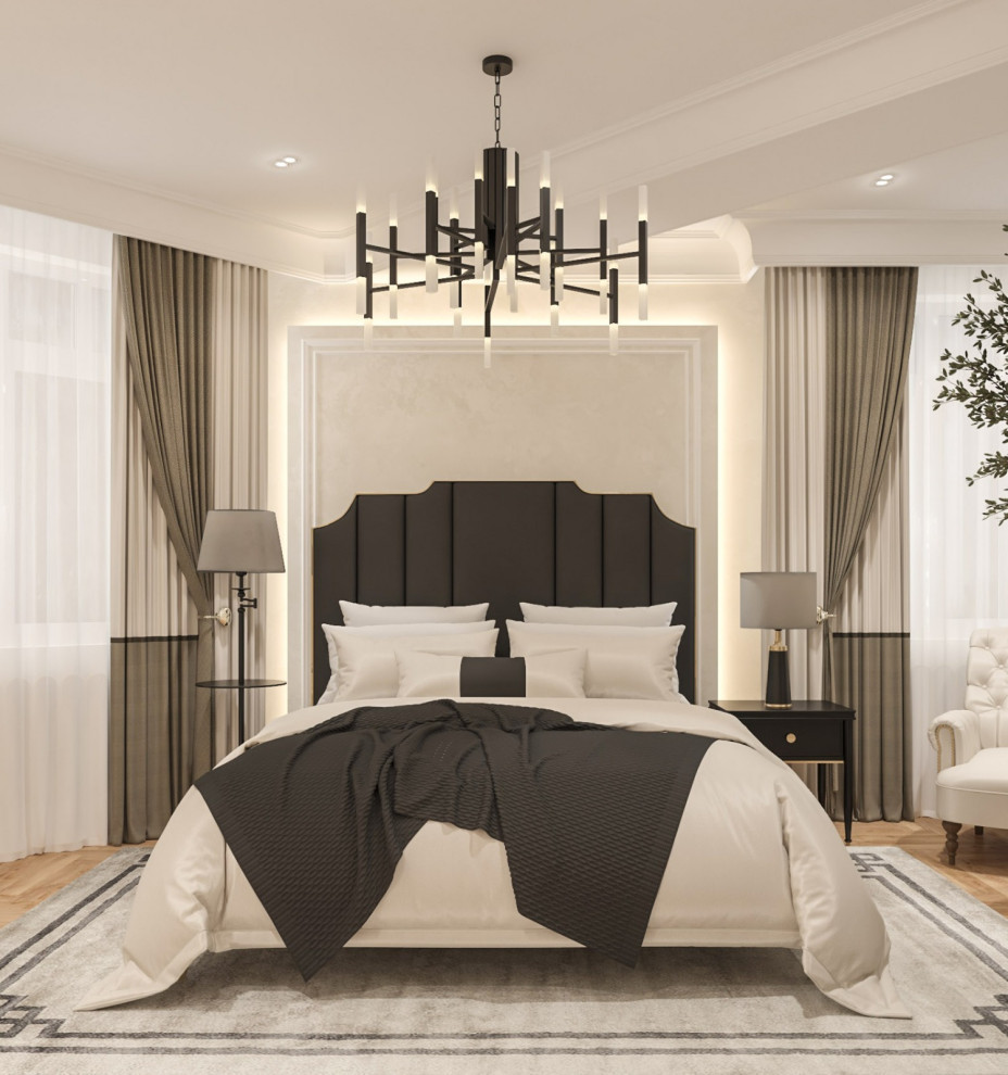 Интерьер мужской мастер - спальни . Таунхаус КП "Образцово"