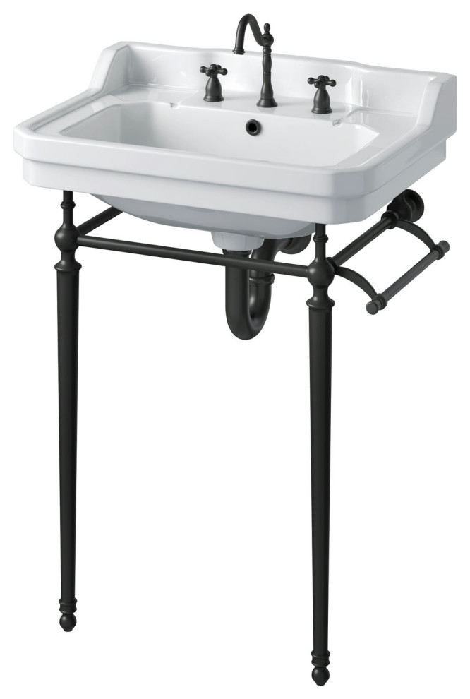 Wellington 24" Single Console Sink w/ Matte Black Finish Stand