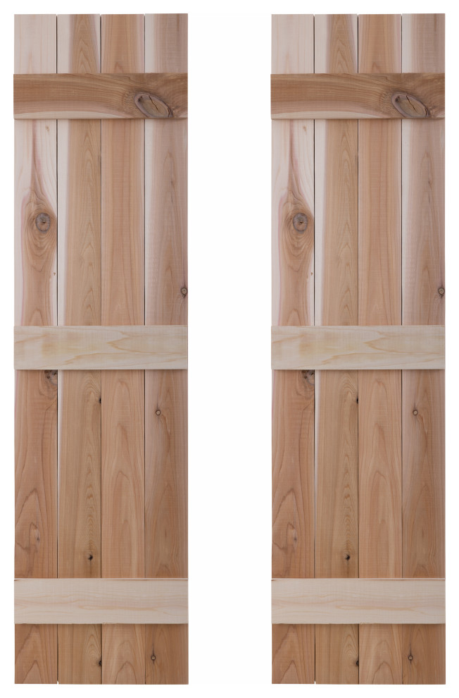 Traditional Board and Batten Exterior Shutters Pair, 48" Traditional