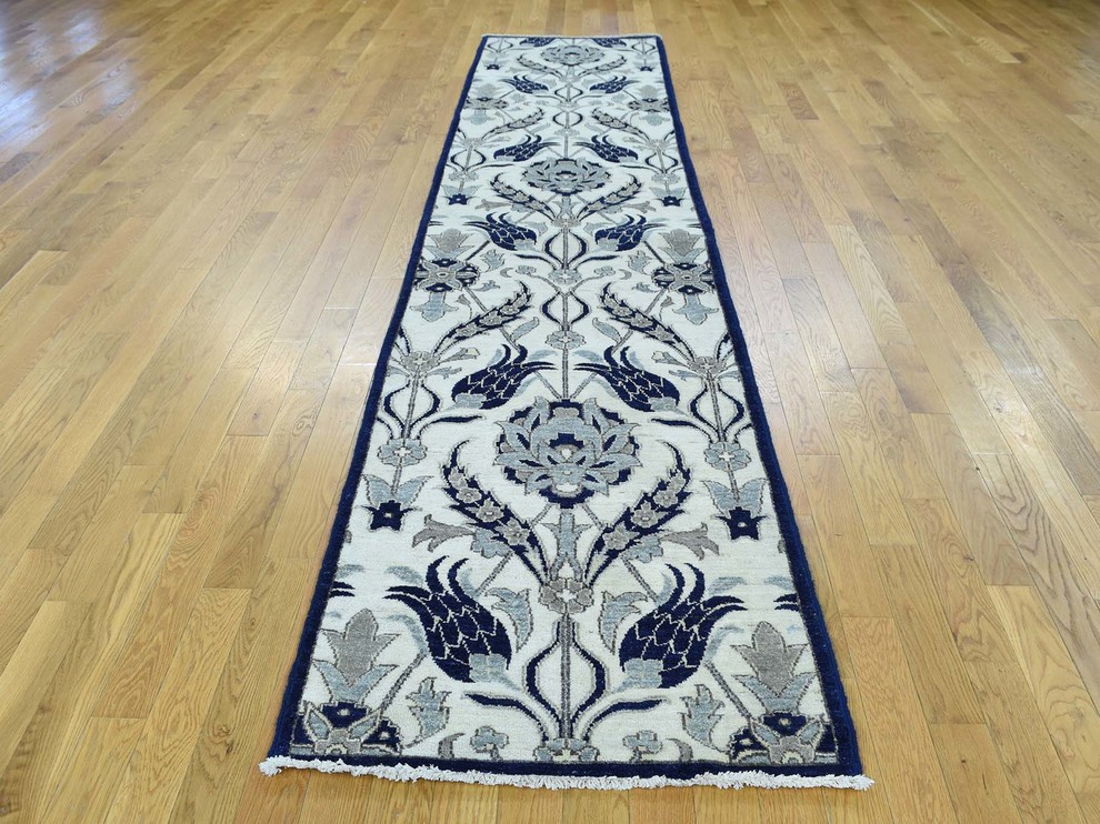 2'7"x12'1" Handmade Arts And Crafts William Morris Design Runner Rug