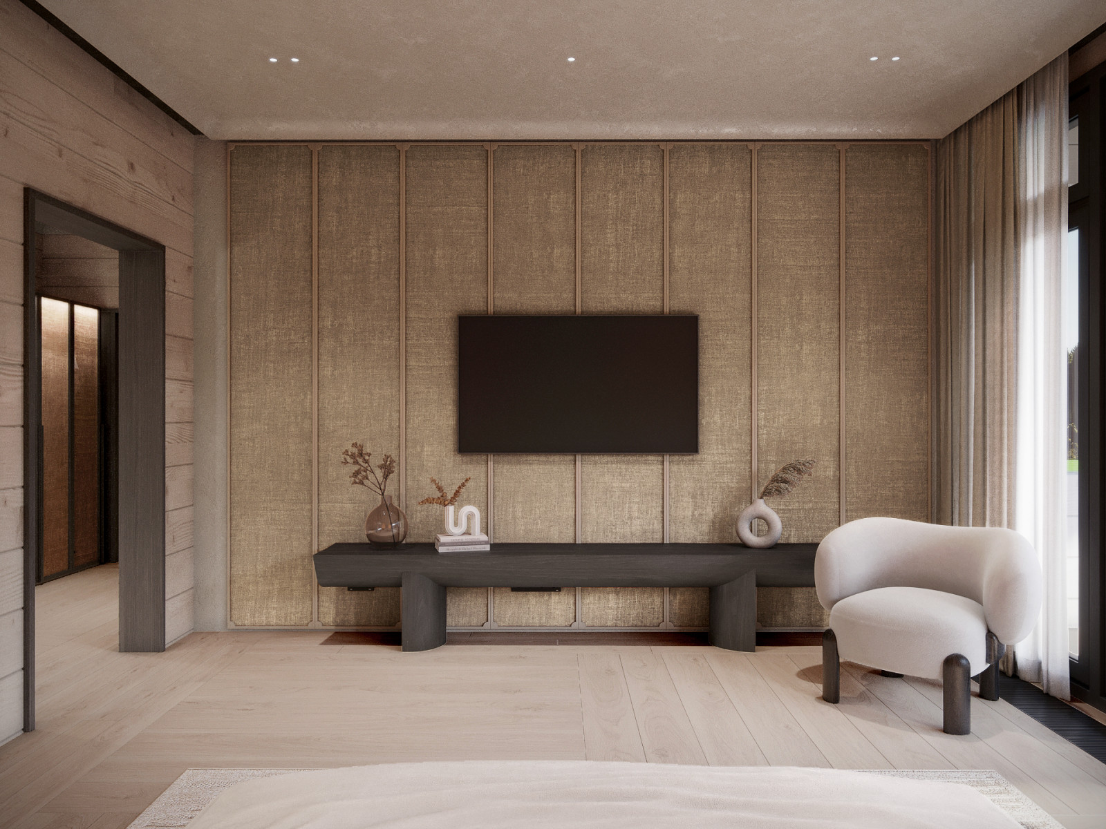 Интерьер подмосковного брусового дома компании Honka