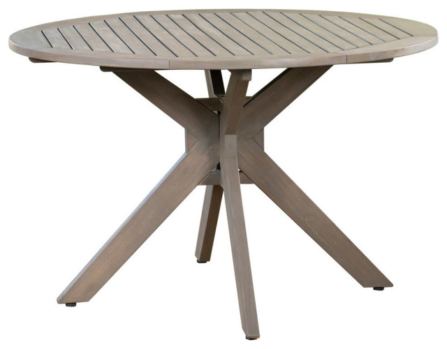 Gdf Studio Stanford Outdoor Round Acacia Wood Dining Table With X Base Gray Midcentury Tables By Gdfstudio Houzz Outdoor Dining Tables, Outdoor Round Tables