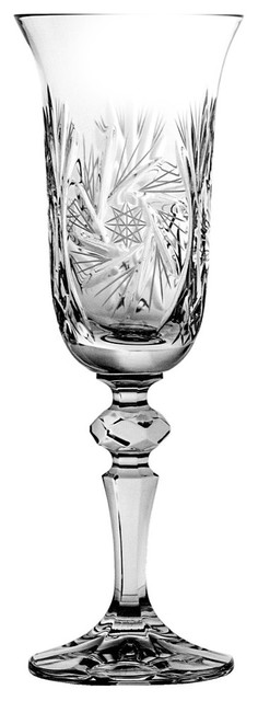 Pinwheel Lead Crystal Flared Champagne Flutes, Set of 6