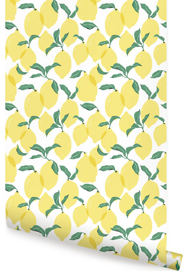 Lemon Peel and Stick Wallpaper - Farmhouse - Wallpaper - by Simple