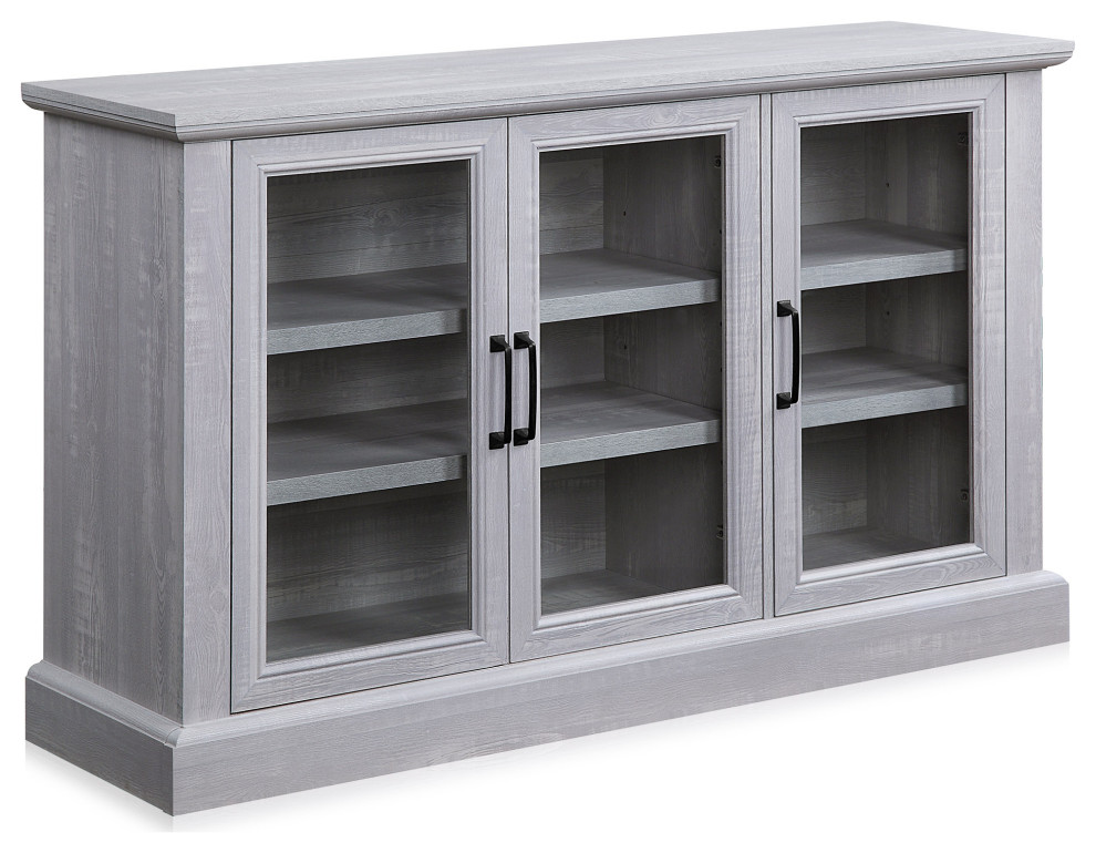 55" Farmhouse Sideboard Cabinet, Stone Gray