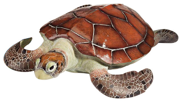 Flat Back Sea Turtle Statue Beach Style Garden Statues And Yard Flat Back Sea Turtle Statue