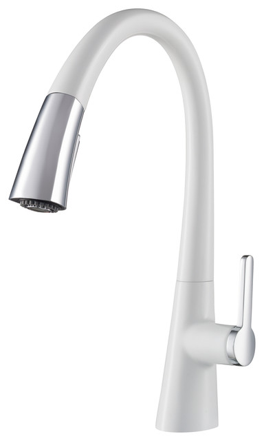 Kraus KPF-1673 Nolen Single Handle Pull-Down Kitchen Faucet - Chrome / White