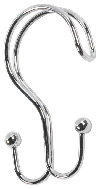 Carnation Home Double Shower Curtain Hook in Chrome Set of 12 