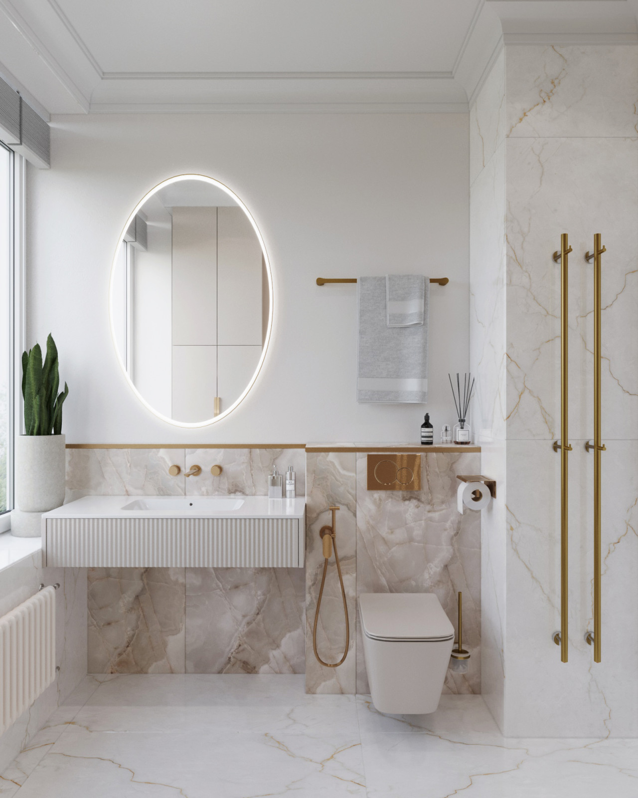 Ванная с окном в проекте квартиры