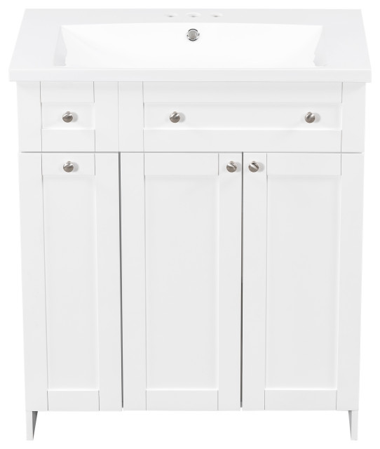 30 Inch MDF Freestanding Bathroom Vanity Set in White/ Grey/ Blue