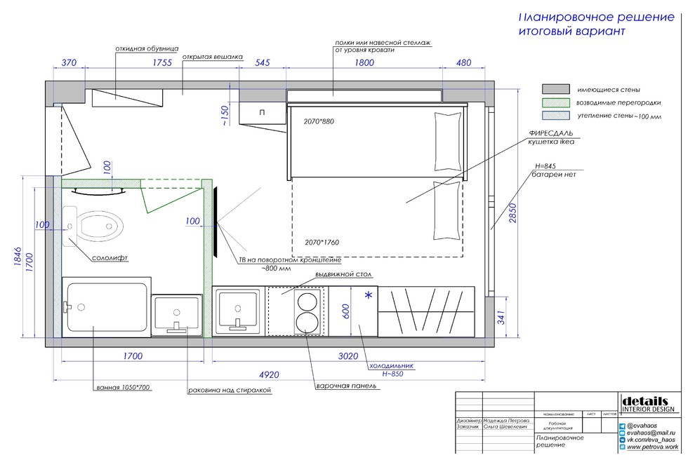 Дизайн квартиры студии 14 м2