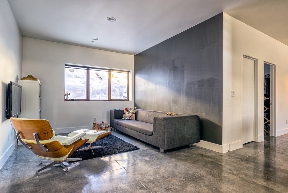 Photo of a contemporary family room in Salt Lake City.