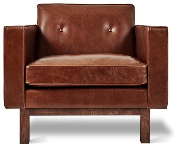 Gus Modern Wallace Chair, Saddle Brown Leather
