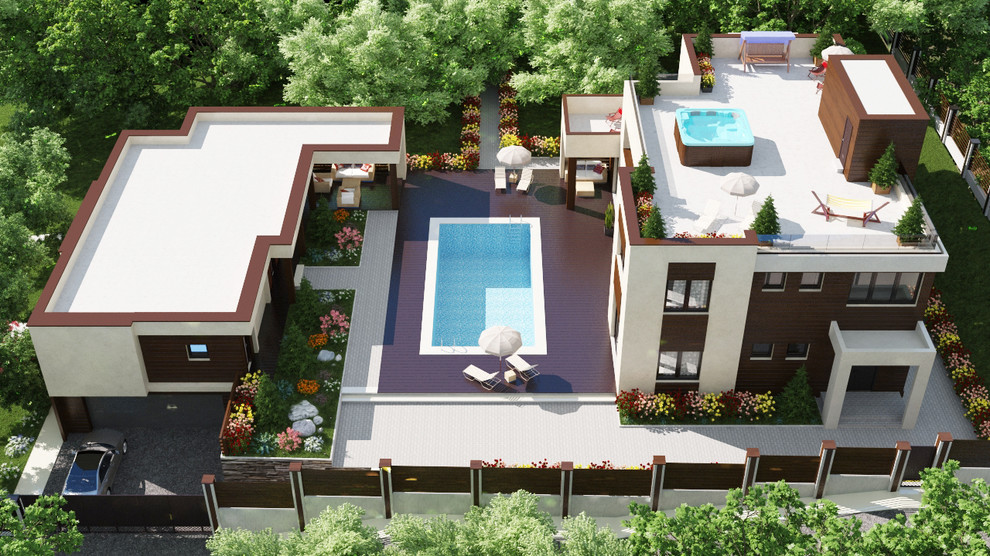 Современная усадьба с бассейном в Сочи