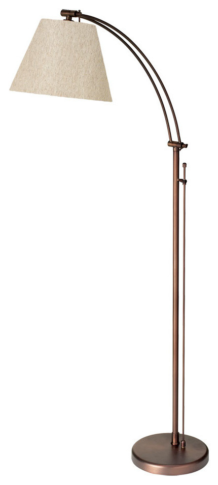 Adjustable Floor Lamp, Oil Brushed Bronze, Flax Empire Shade