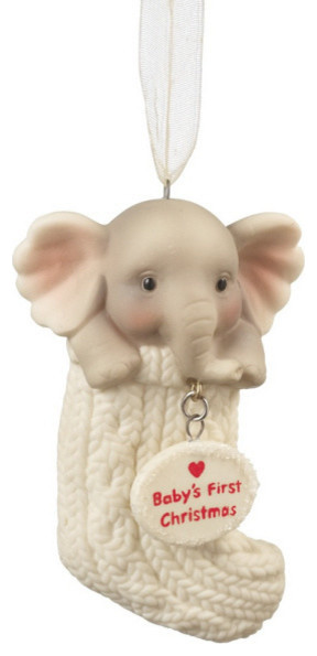 Baby's First Christmas Elephant Tree Ornament - Newborn Holiday Gift Decoration