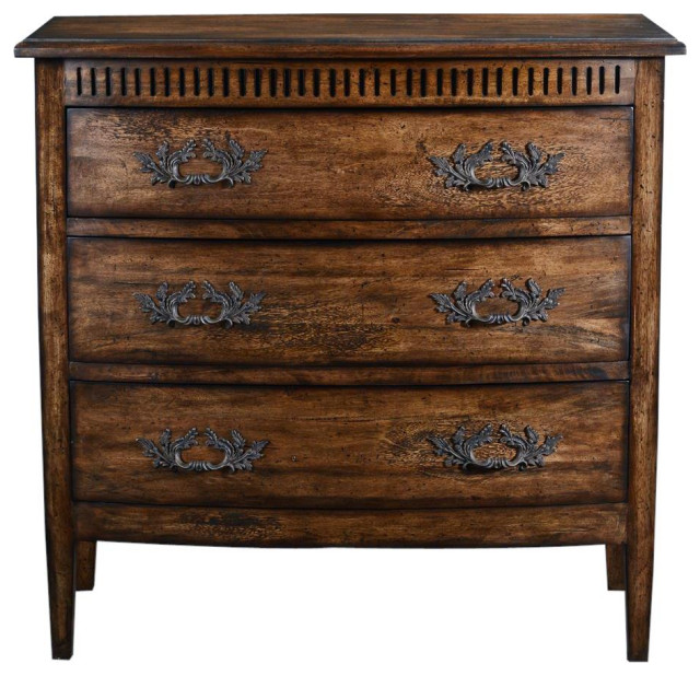 Rustic Style Drawer Fronts Chest of Drawers Colonial Bow Front Rustic Pecan Solid Wood, 3-Drawer ...