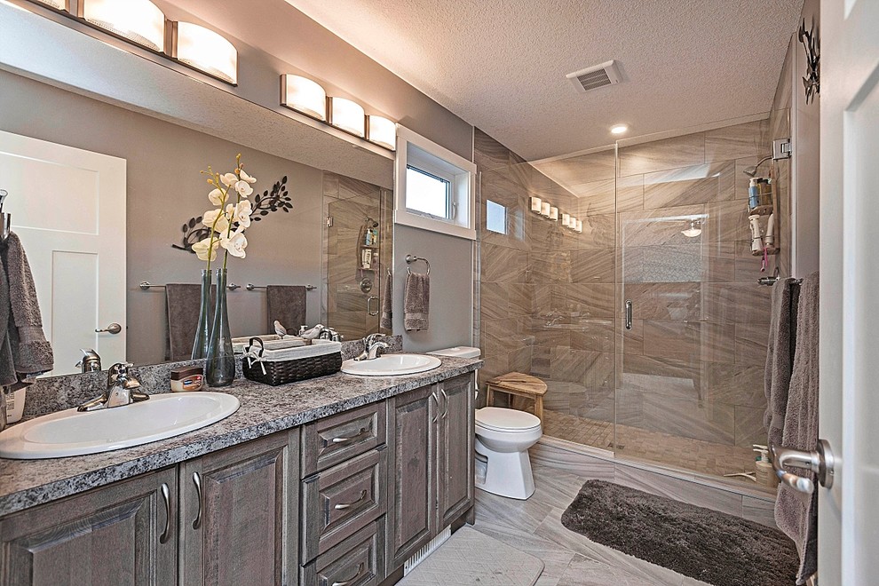 Inspiration for a transitional bathroom remodel in Edmonton