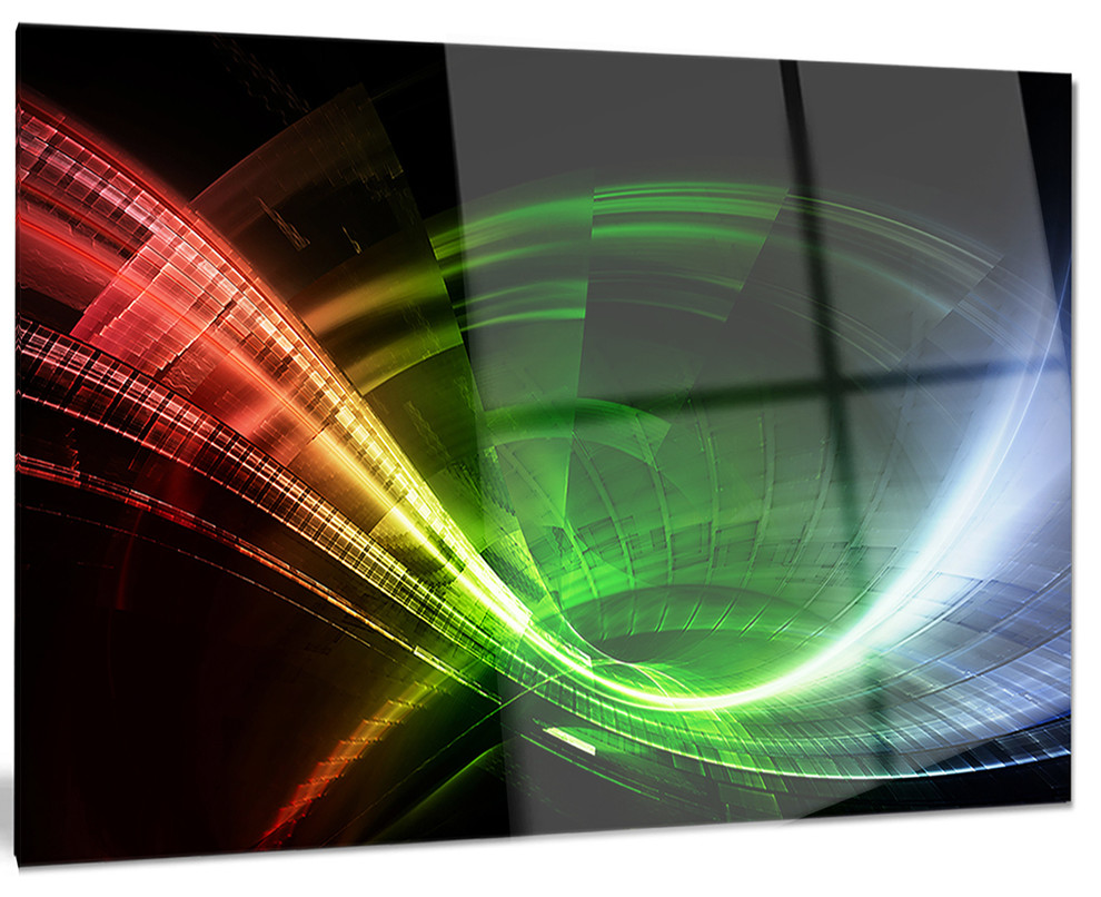 "Fractal 3D Colorful Tunnel" Glossy Metal Wall Art, 40"x30