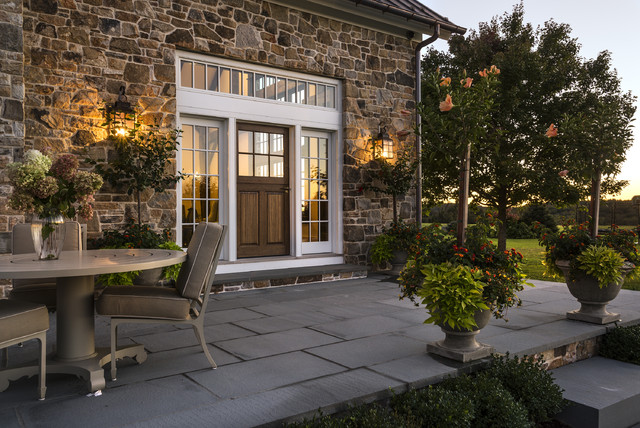 Stone Family Room Addition Farmhouse Patio New York By