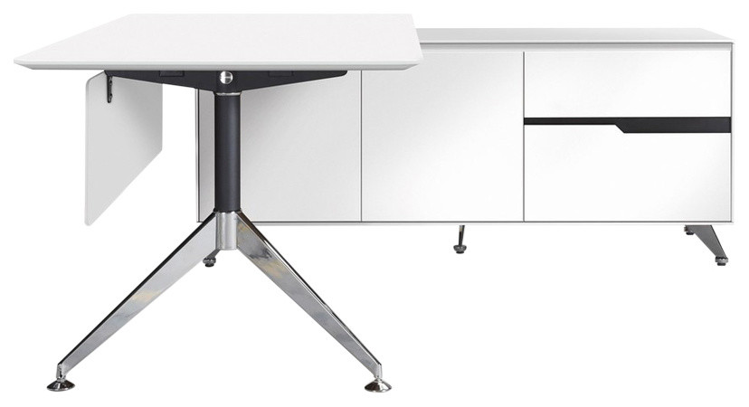 Modern White Lacquer L Shaped Executive Desk With Storage White Lacquer L Shaped Executive Desk