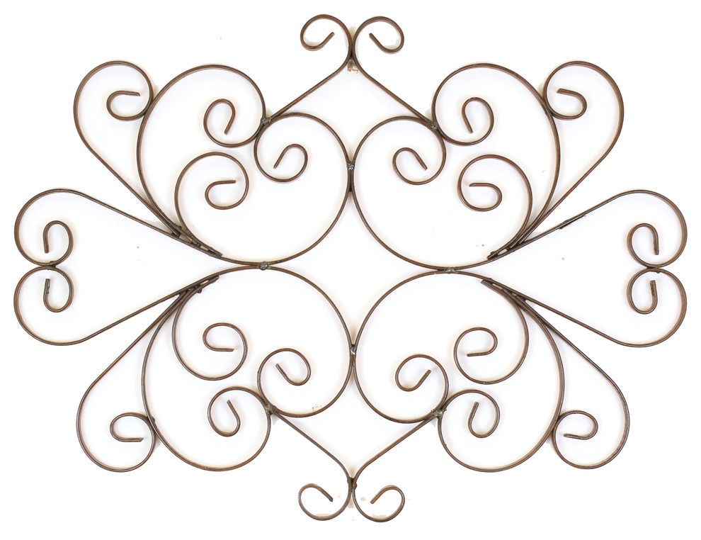 Pueblo Iron Wall Scroll Rustic Outdoor Wall Art by Mexican