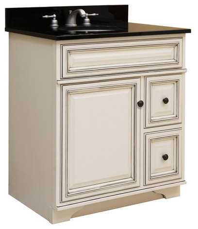 Sunny Wood SL3021D Glazed White Sanibel 30" Maple Wood Vanity Cabinet